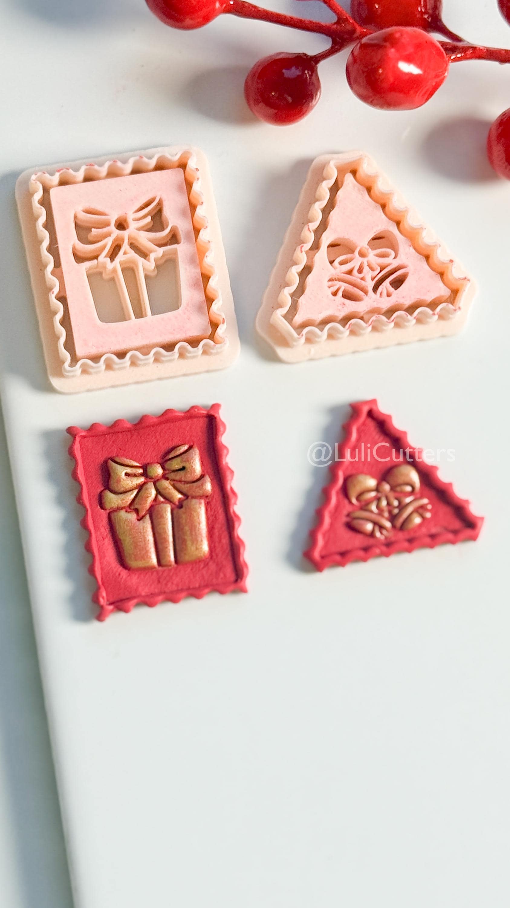Christmas Stamp Edge Clay Cutter: Gift Box & Bell Shape Cutters for Polymer Clay
