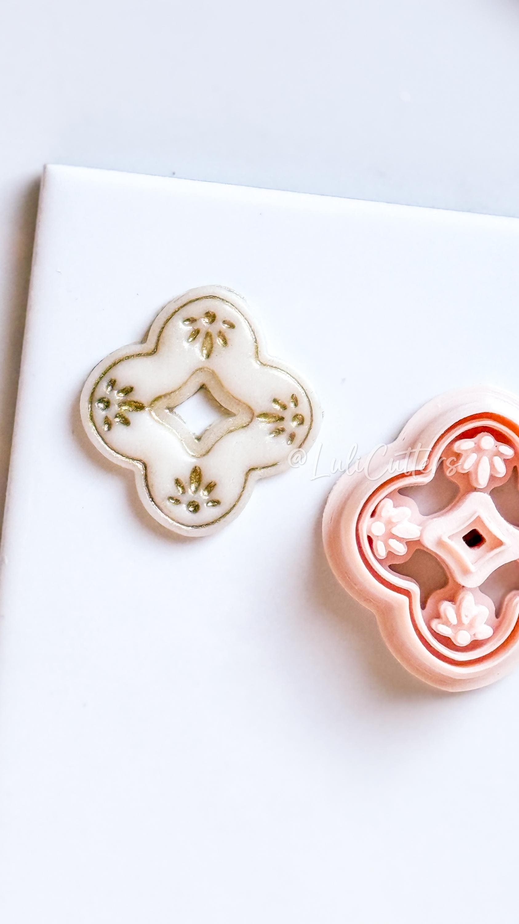 Floral Quatrefoil Polymer Clay Cutter for Hoop - Petal Tile Shape for Earrings
