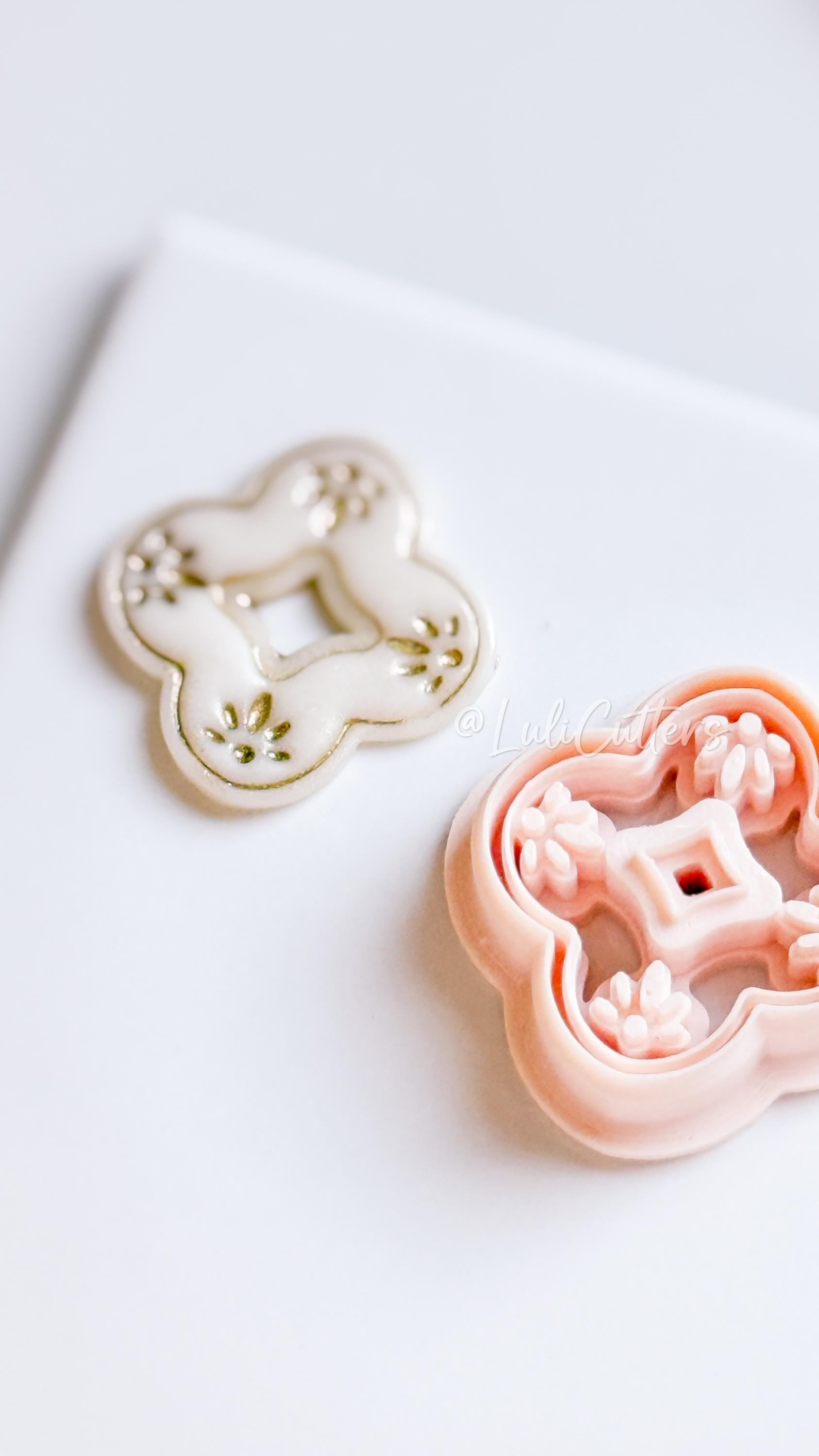 Floral Quatrefoil Polymer Clay Cutter for Hoop - Petal Tile Shape for Earrings
