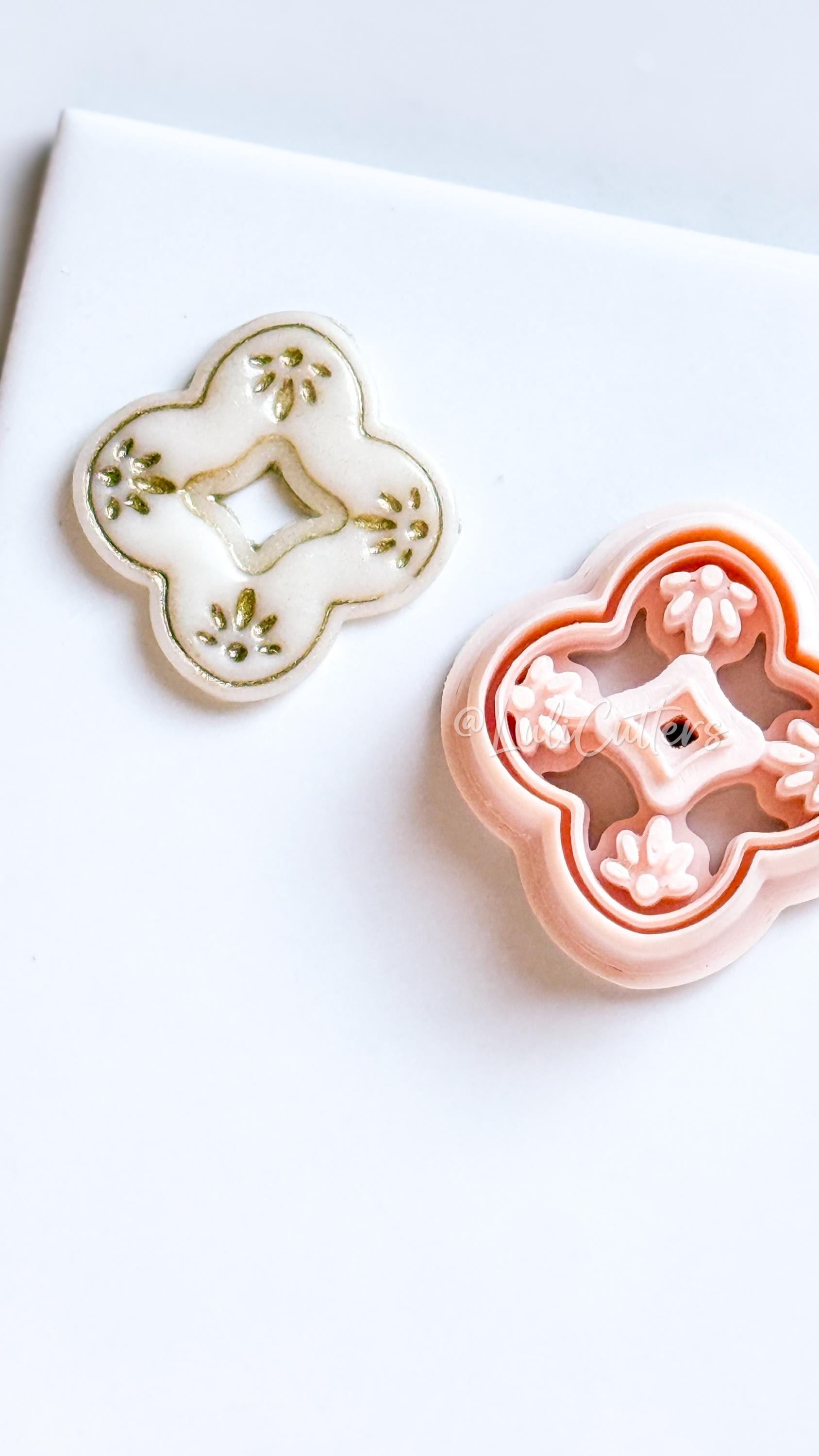 Floral Quatrefoil Polymer Clay Cutter for Hoop - Petal Tile Shape for Earrings