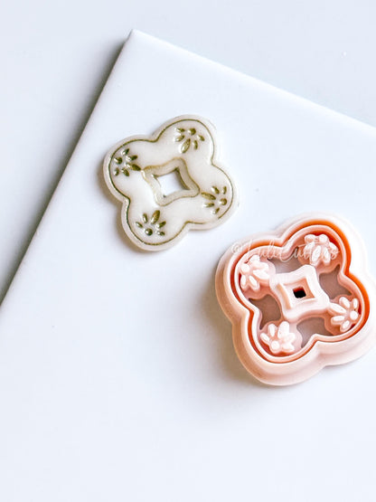 Floral Quatrefoil Polymer Clay Cutter for Hoop - Petal Tile Shape for Earrings