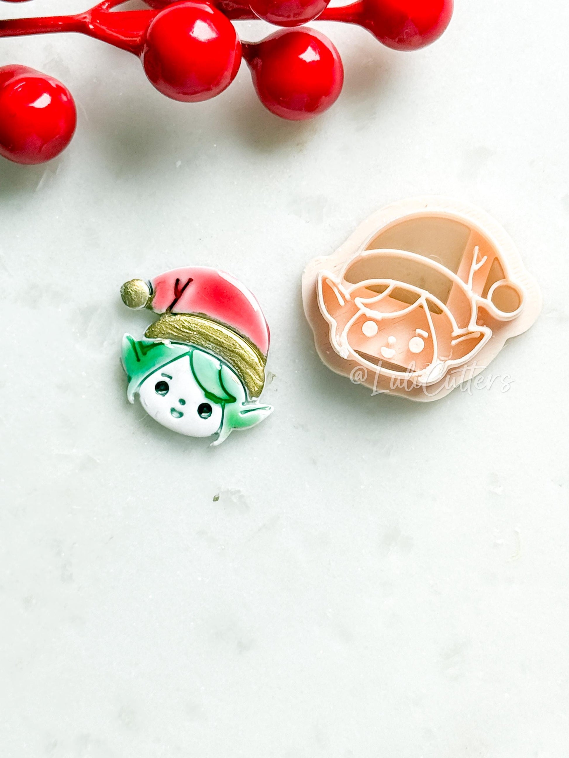 Female Elf Clay Cutter – Christmas Polymer Clay Tool for Holiday Earrings & Charms