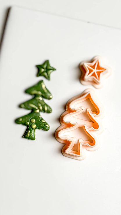 Christmas Tree & Star Clay Cutter Set: Holiday Polymer Clay Tools