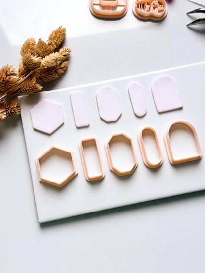 Basic Geometric Clay Cutter Set: Arch, Hexagon & Rectangle Shapes for Polymer Clay Jewelry