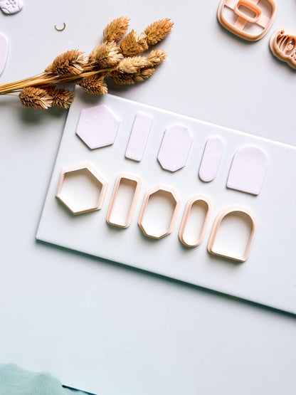 Basic Geometric Clay Cutter Set: Arch, Hexagon & Rectangle Shapes for Polymer Clay Jewelry