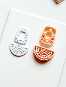 Boho Arch and Fan Clay Cutter Set: Geometric Embossed Polymer Clay Tool