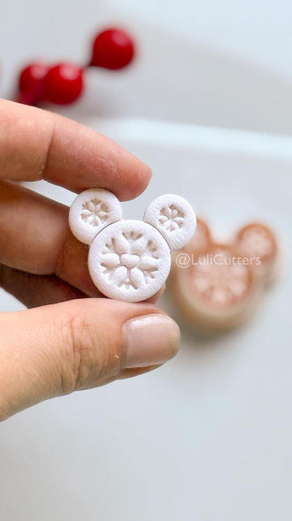 Snowflake Mouse Clay Cutter – Christmas Polymer Clay Earring or Ornament Shape