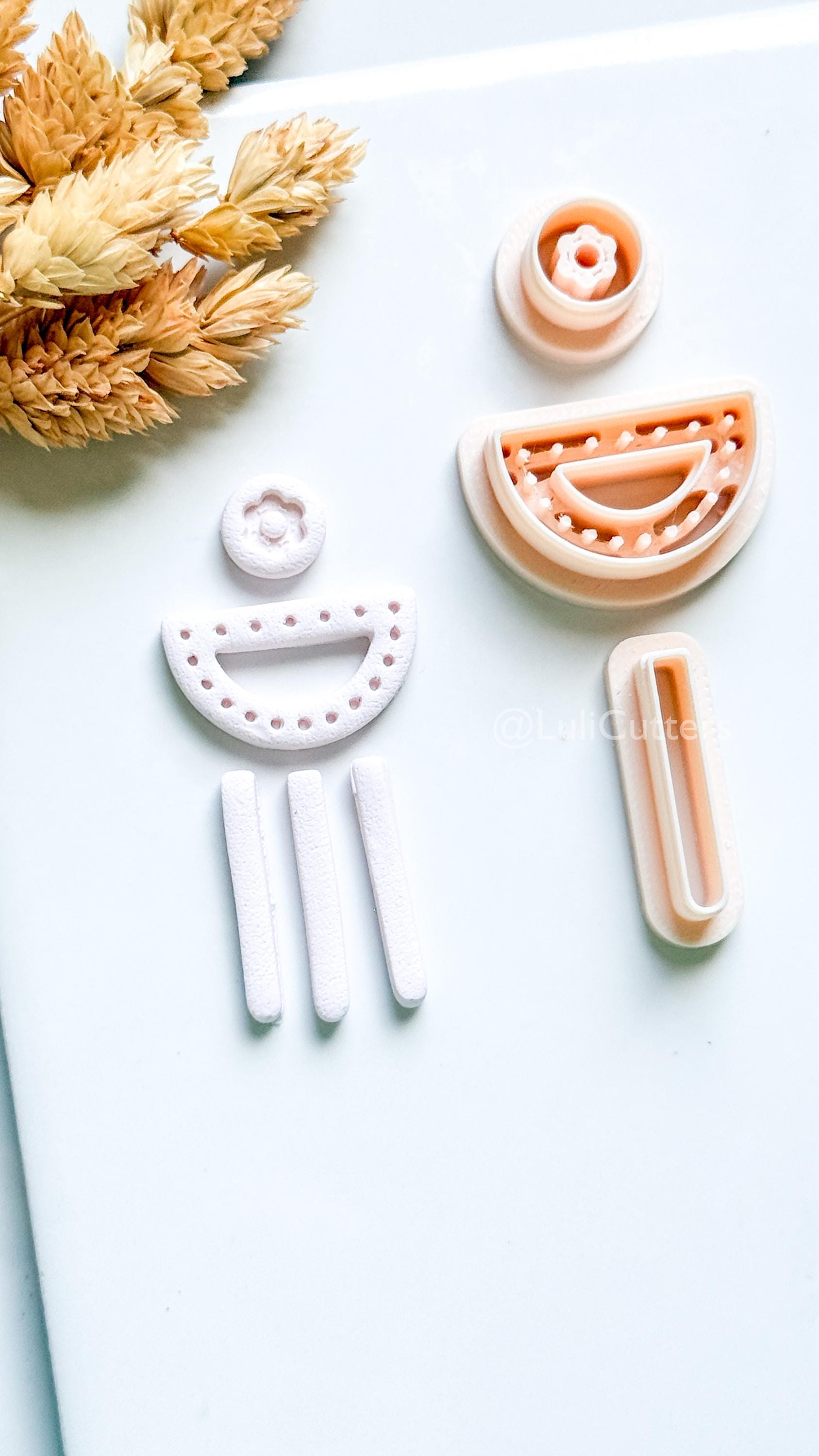 Boho Clay Cutter Set: Arch, Flower, Fringe Polymer Earring Cutters