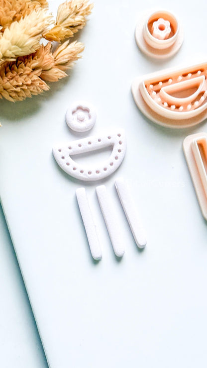 Boho Clay Cutter Set: Arch, Flower, Fringe Polymer Earring Cutters