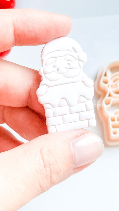 Santa in Chimney Clay Cutter – Christmas Polymer Clay Tool for Holiday Earrings & Charms