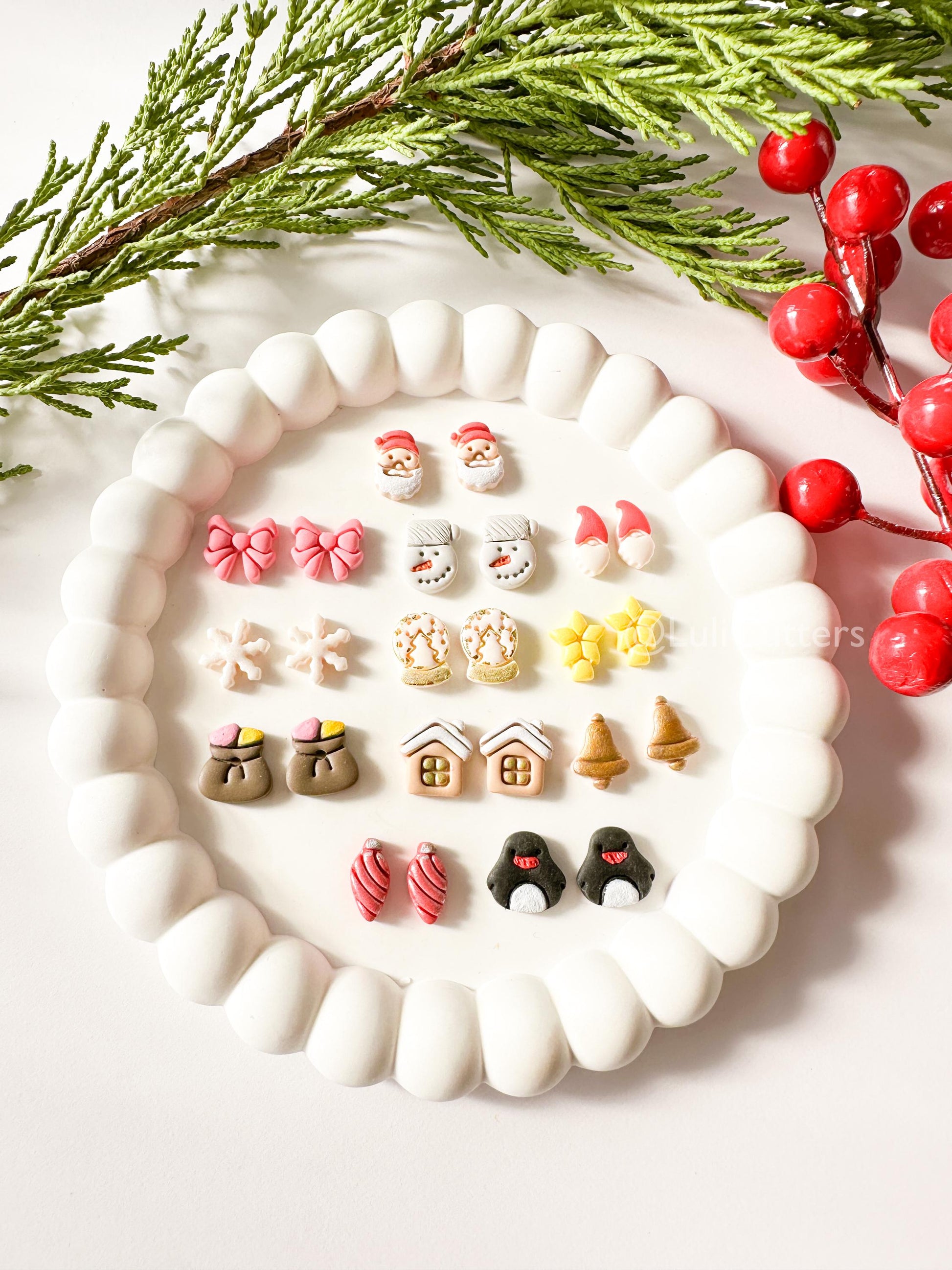 Winter Holiday Mini Clay Cutter Set: Santa, Penguin, Snowflake (12mm)