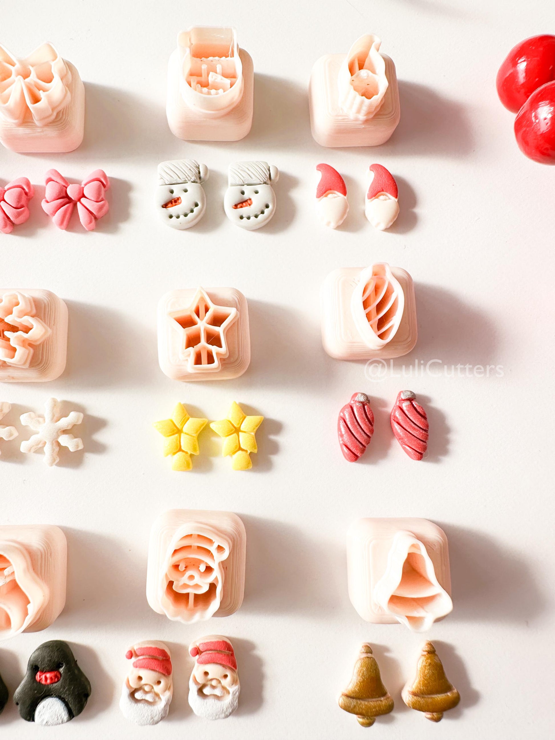 Winter Holiday Mini Clay Cutter Set: Santa, Penguin, Snowflake (12mm)