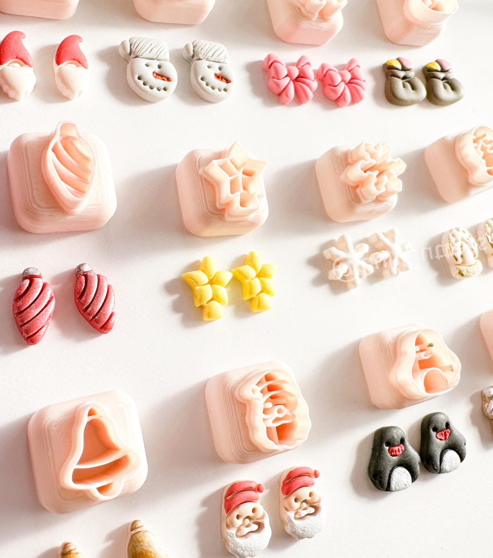 Winter Holiday Mini Clay Cutter Set: Santa, Penguin, Snowflake (12mm)