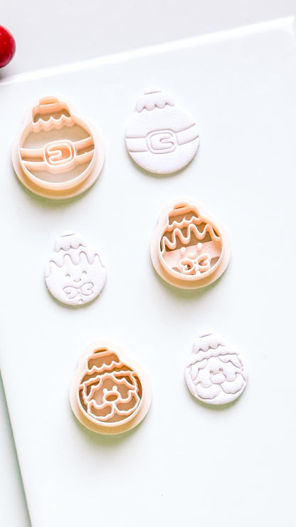 Christmas Ornament Clay Cutter: Santa, Belt, Gingerbread Face Cutters for Polymer Clay