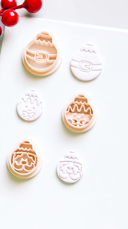 Christmas Ornament Clay Cutter: Santa, Belt, Gingerbread Face Cutters for Polymer Clay