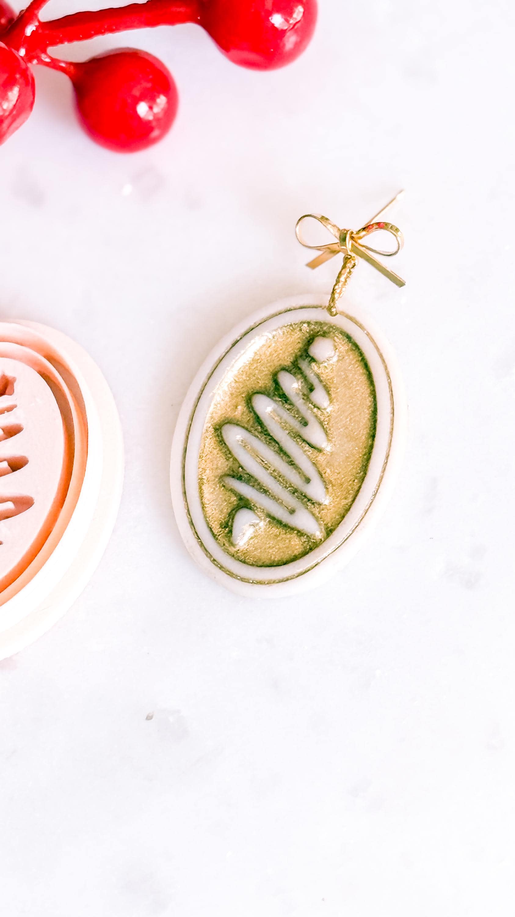 Oval Christmas Tree Clay Cutter: Holiday Earring Design