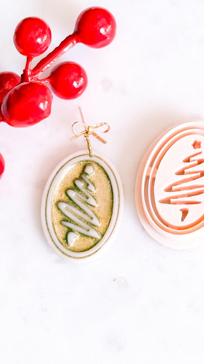 Oval Christmas Tree Clay Cutter: Holiday Earring Design