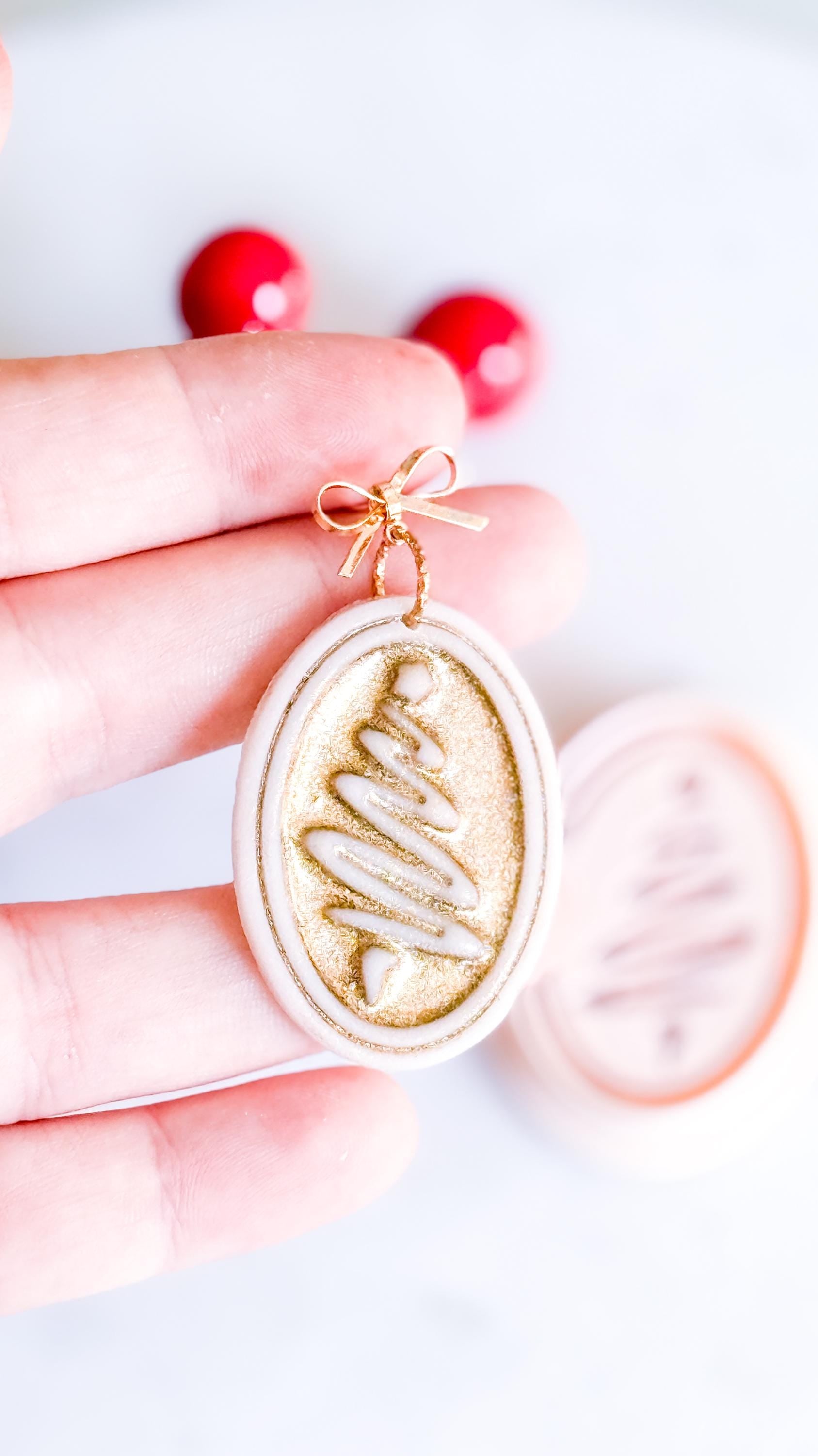 Oval Christmas Tree Clay Cutter: Holiday Earring Design