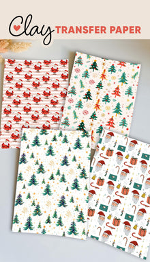 Christmas Tree & Santa Transfer Papers – Festive Polymer Clay Surface Designs