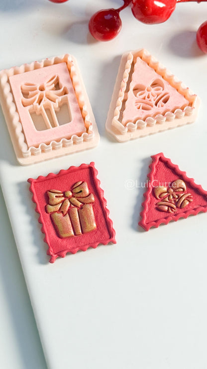 Christmas Stamp Edge Clay Cutter: Gift Box & Bell Shape Cutters for Polymer Clay