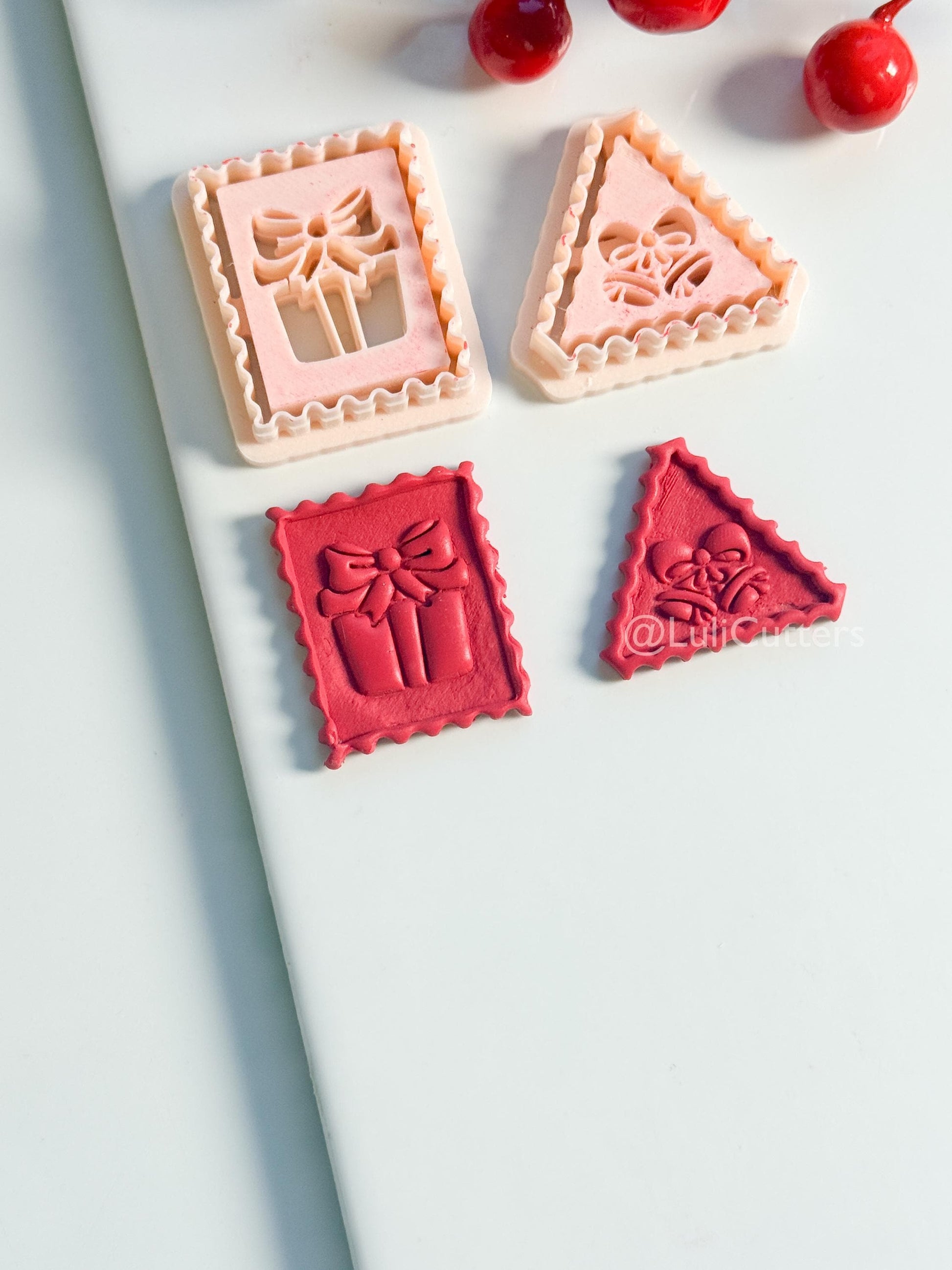 Christmas Stamp Edge Clay Cutter: Gift Box & Bell Shape Cutters for Polymer Clay