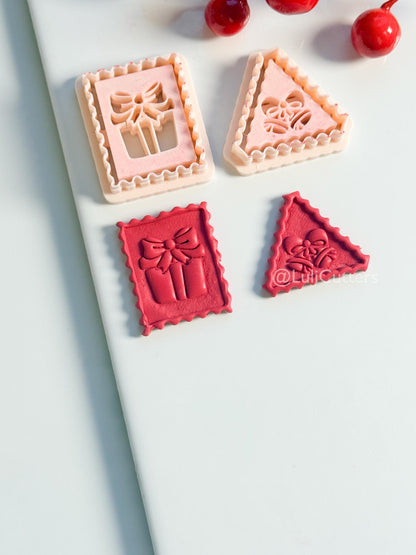 Christmas Stamp Edge Clay Cutter: Gift Box & Bell Shape Cutters for Polymer Clay