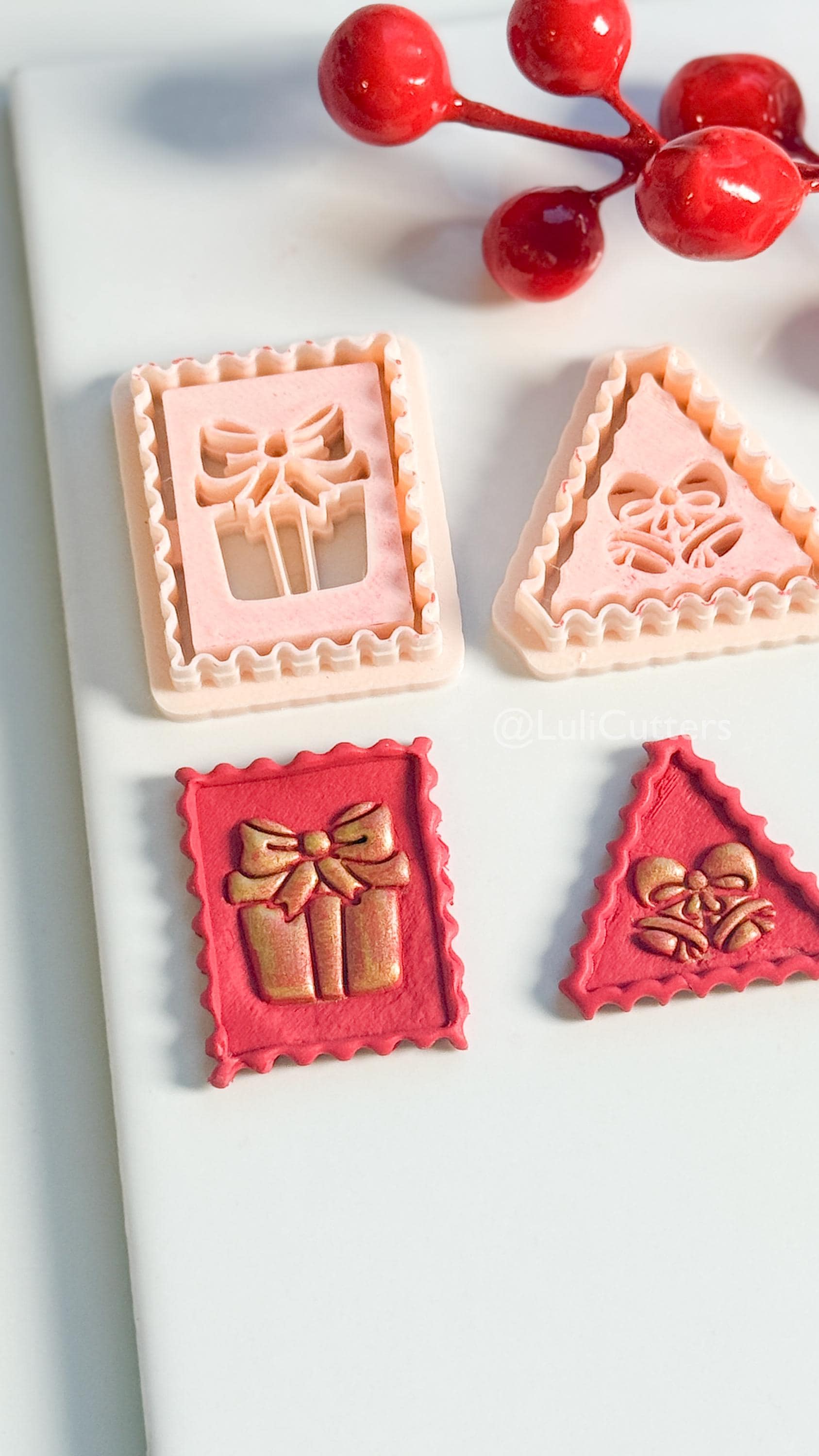 Christmas Stamp Edge Clay Cutter: Gift Box & Bell Shape Cutters for Polymer Clay