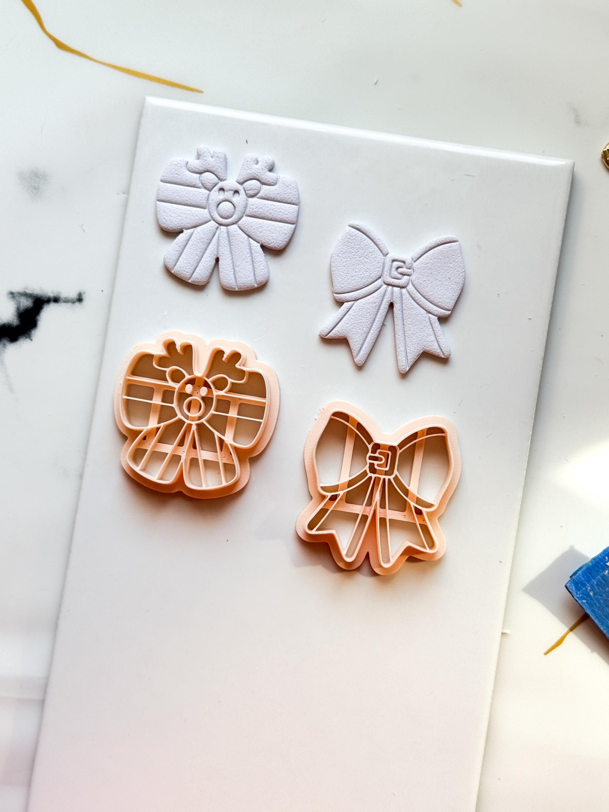 Christmas Bow Clay Cutters: Reindeer & Classic Holiday Polymer Clay Tools
