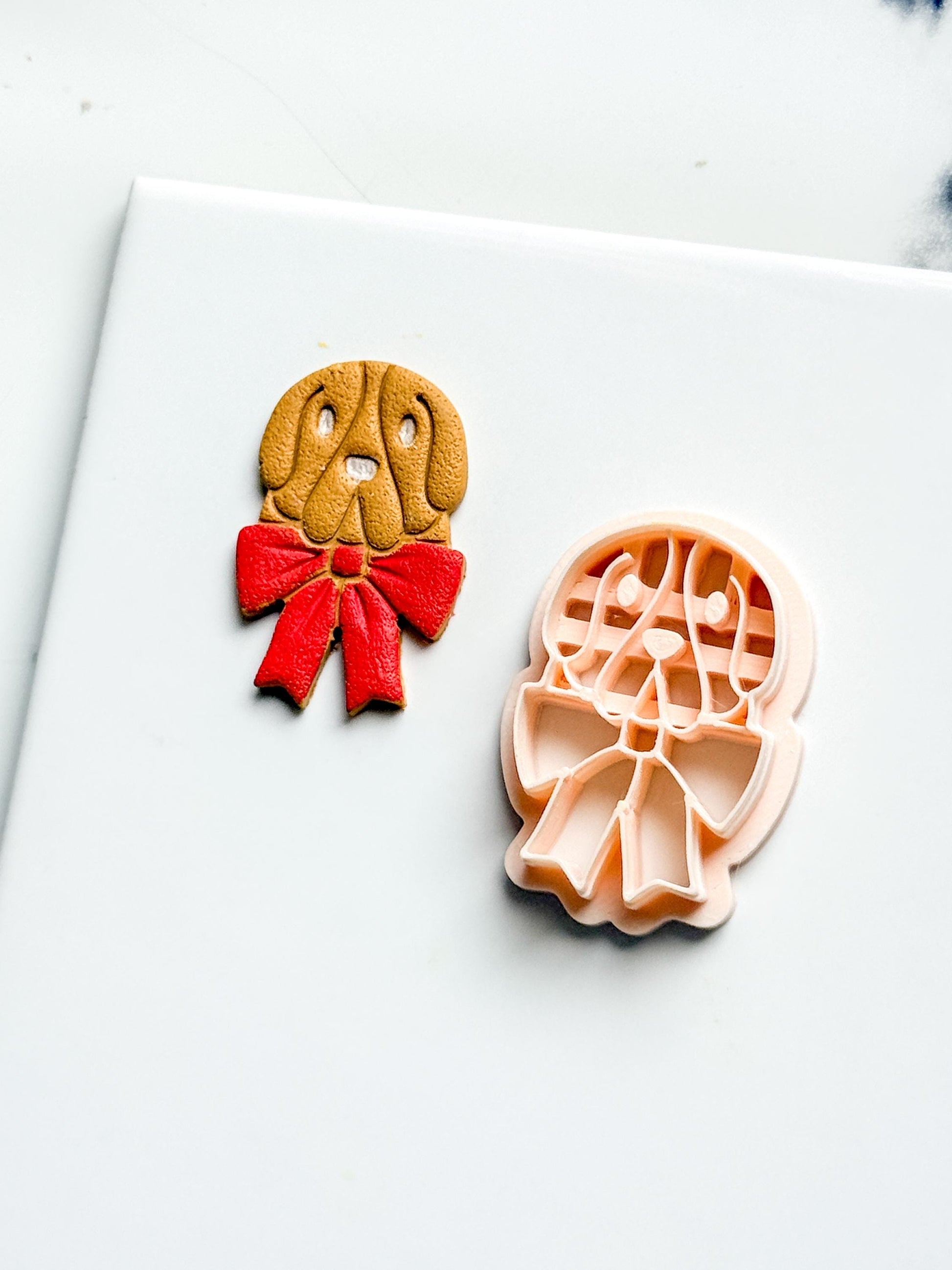 Basset Hound Clay Cutter: Dog with Bow Polymer Clay