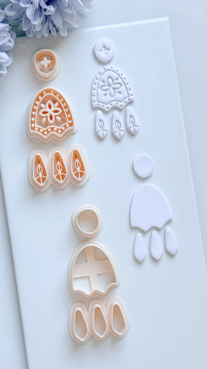 Folkbloom Clay Cutter Set: Floral and Plain Arch Duo