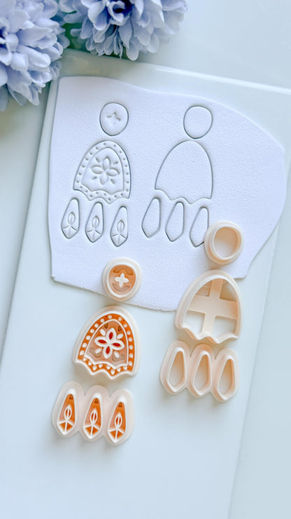 Folkbloom Clay Cutter Set: Floral and Plain Arch Duo