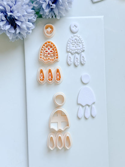 Folkbloom Clay Cutter Set: Floral and Plain Arch Duo