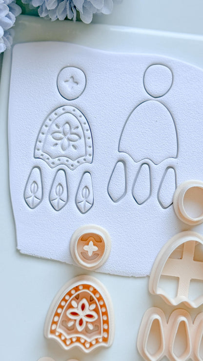 Folkbloom Clay Cutter Set: Floral and Plain Arch Duo