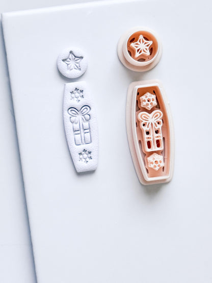 Merry Drop Clay Cutter – Christmas Gift, Star & Snowflake Earring Design
