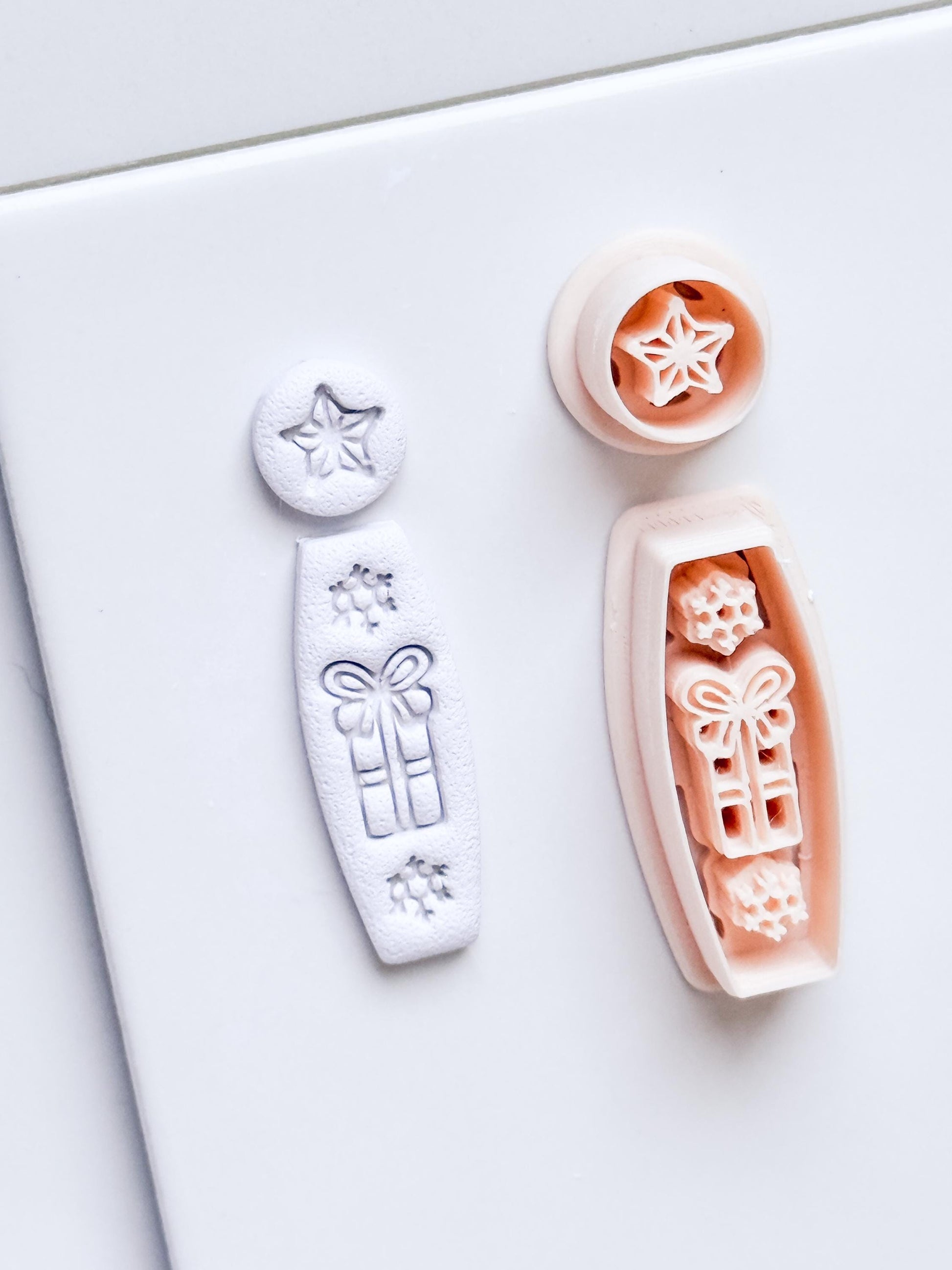 Merry Drop Clay Cutter – Christmas Gift, Star & Snowflake Earring Design