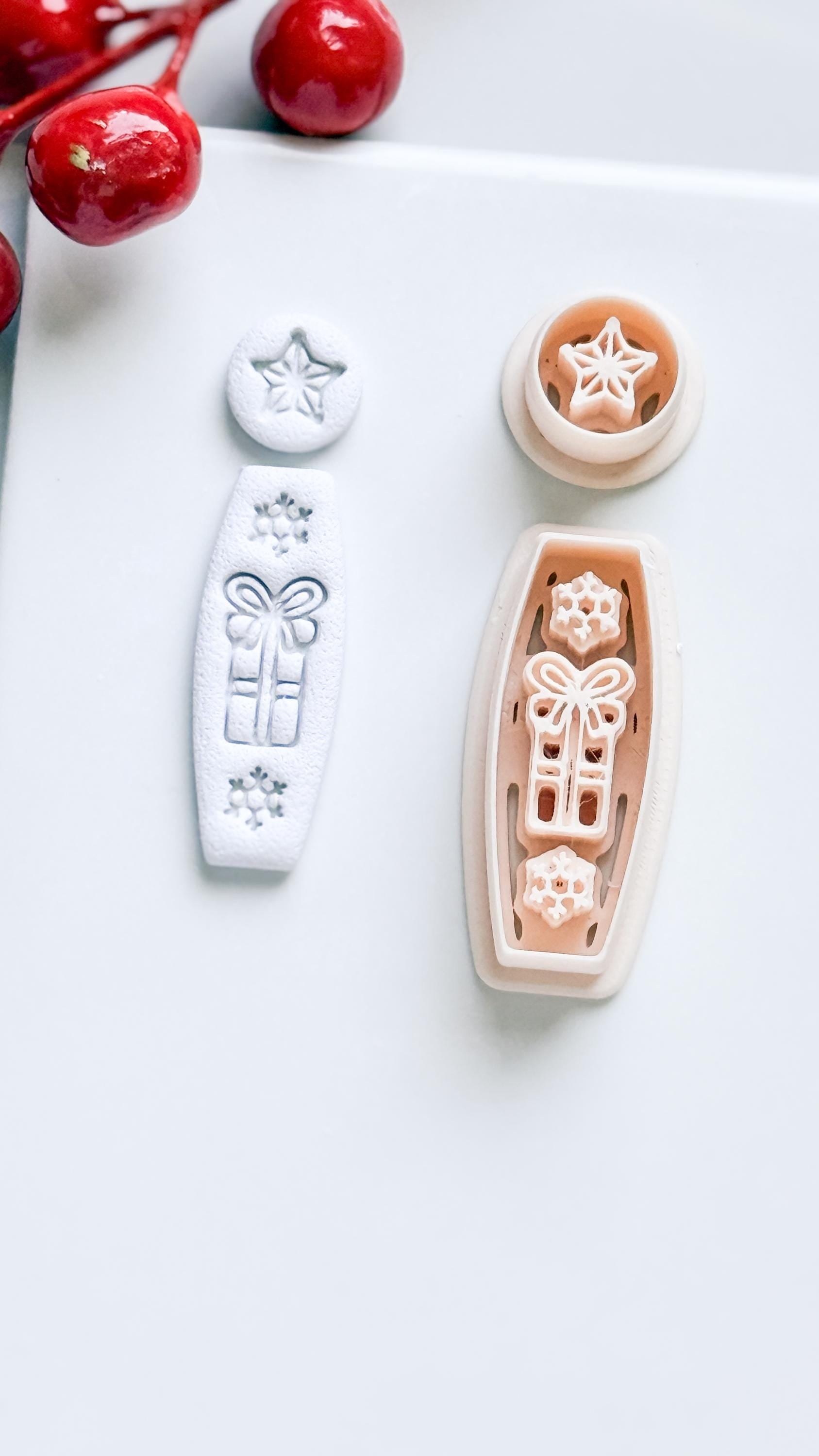 Merry Drop Clay Cutter – Christmas Gift, Star & Snowflake Earring Design