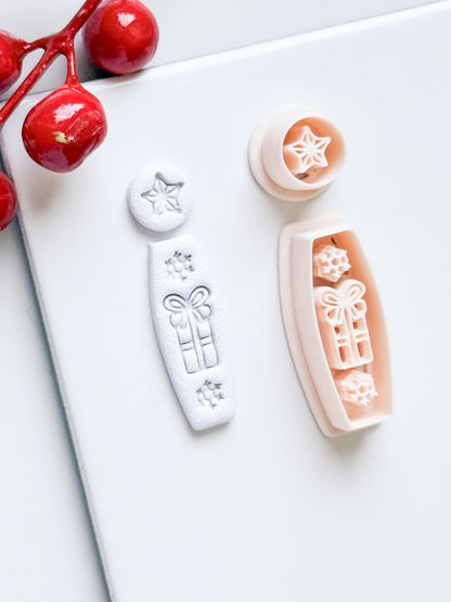 Merry Drop Clay Cutter – Christmas Gift, Star & Snowflake Earring Design