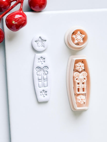 Merry Drop Clay Cutter – Christmas Gift, Star & Snowflake Earring Design