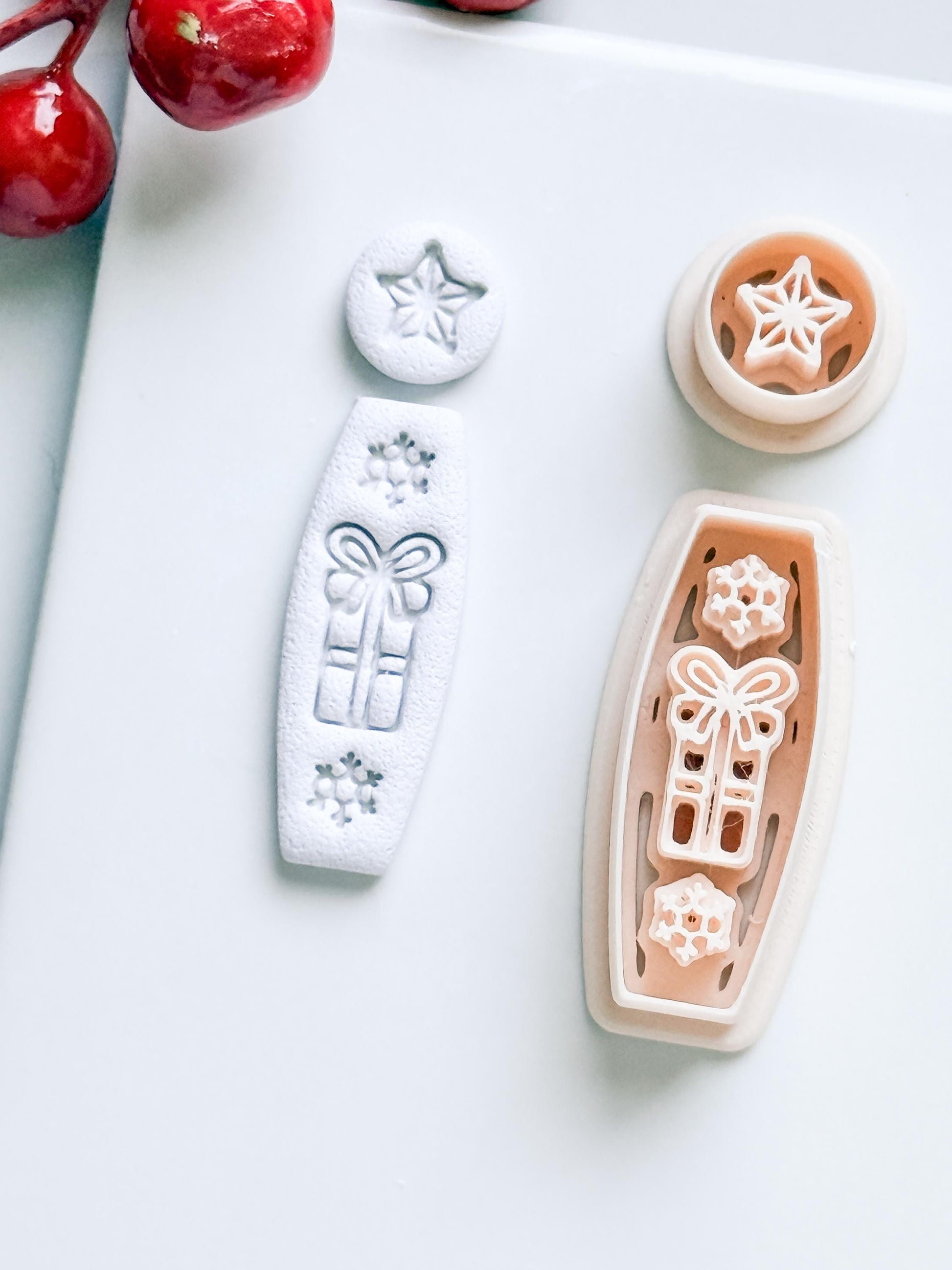 Merry Drop Clay Cutter – Christmas Gift, Star & Snowflake Earring Design