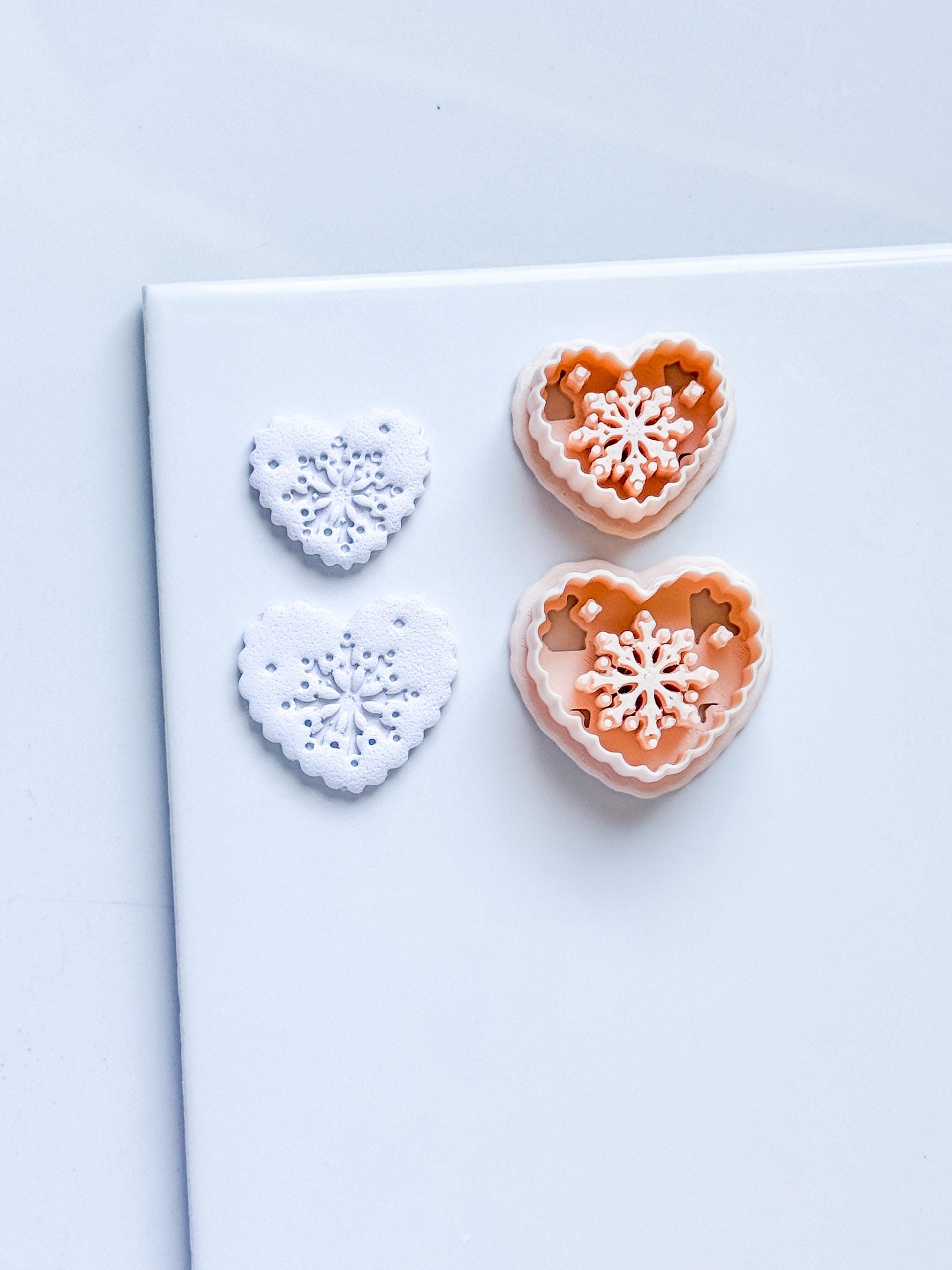 Snowkiss Clay Cutter – Heart Snowflake Earring Design, Christmas Polymer Clay Tool