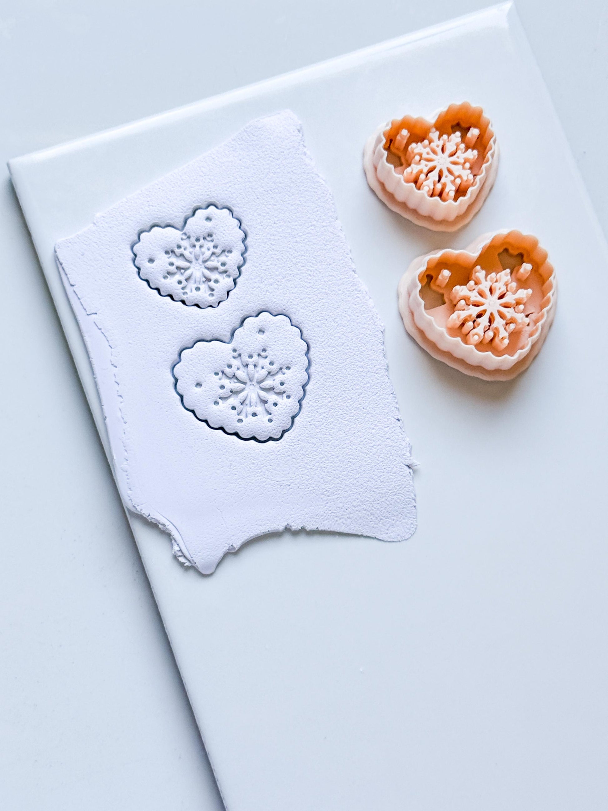 Snowkiss Clay Cutter – Heart Snowflake Earring Design, Christmas Polymer Clay Tool