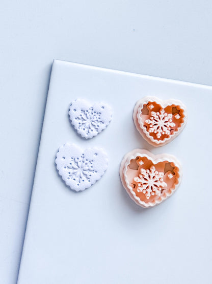 Snowkiss Clay Cutter – Heart Snowflake Earring Design, Christmas Polymer Clay Tool