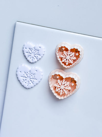 Snowkiss Clay Cutter – Heart Snowflake Earring Design, Christmas Polymer Clay Tool