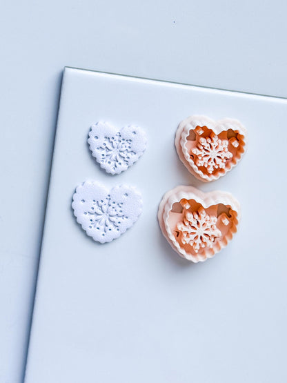 Snowkiss Clay Cutter – Heart Snowflake Earring Design, Christmas Polymer Clay Tool