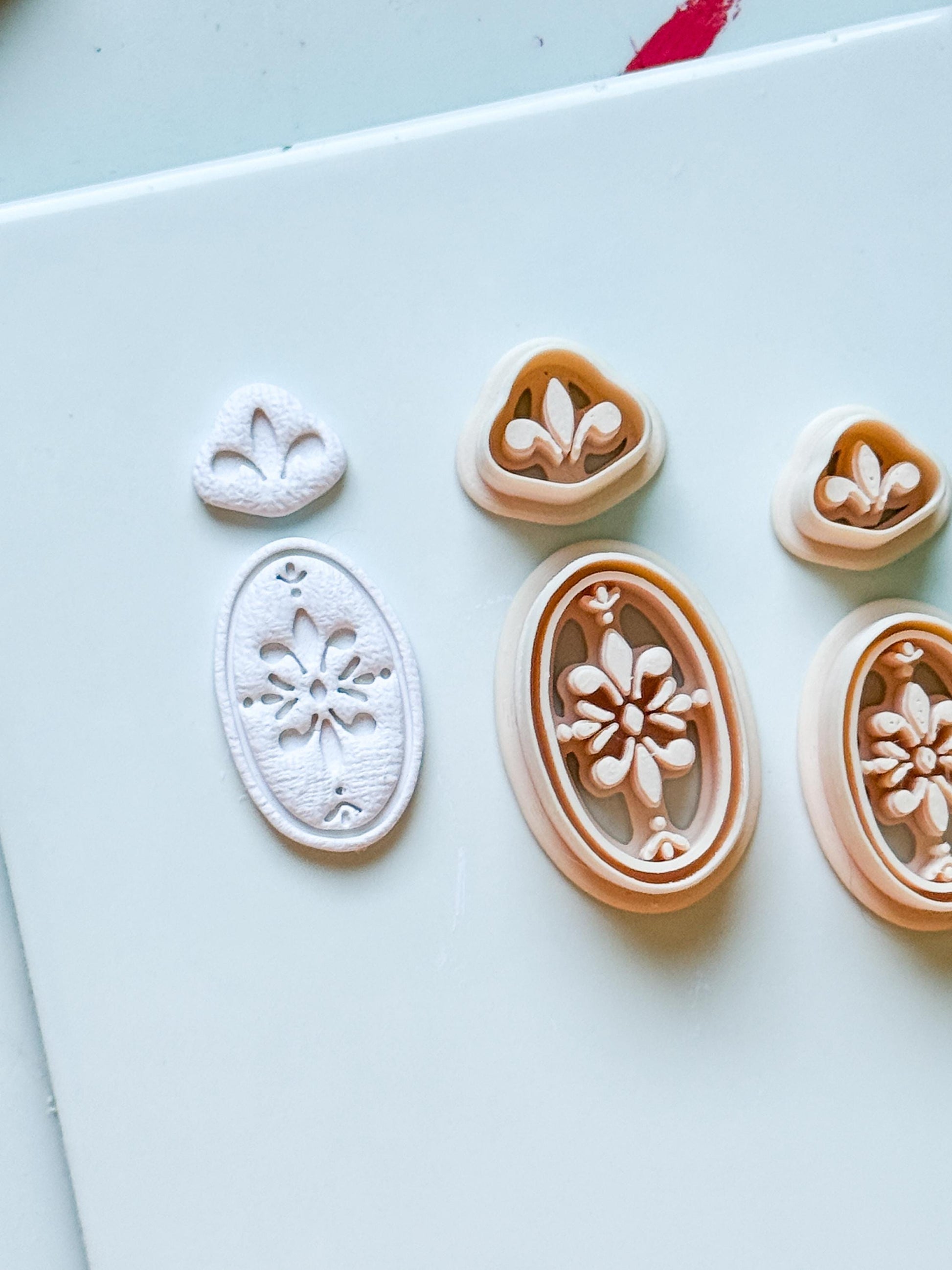 Ornate Fleur de Lis Oval Clay Cutter Set: Elegant Floral Polymer Clay Tools