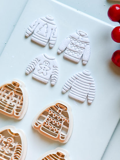 Christmas Sweater Clay Cutters: Holiday Earring Cutters for Polymer Clay
