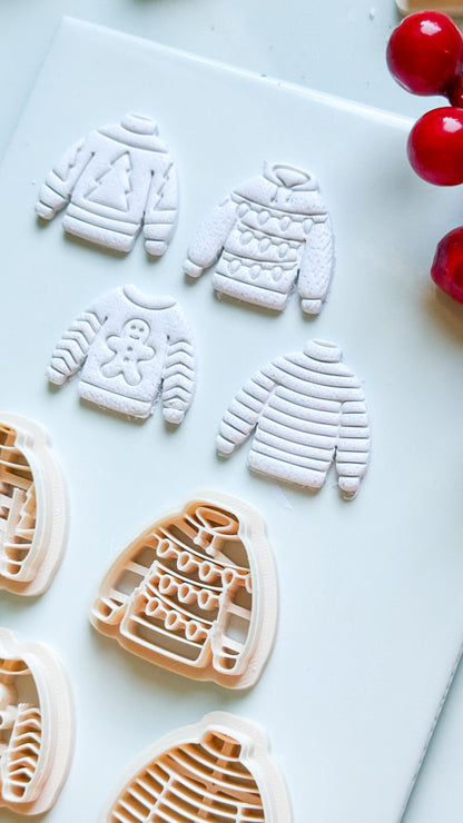 Christmas Sweater Clay Cutters: Holiday Earring Cutters for Polymer Clay