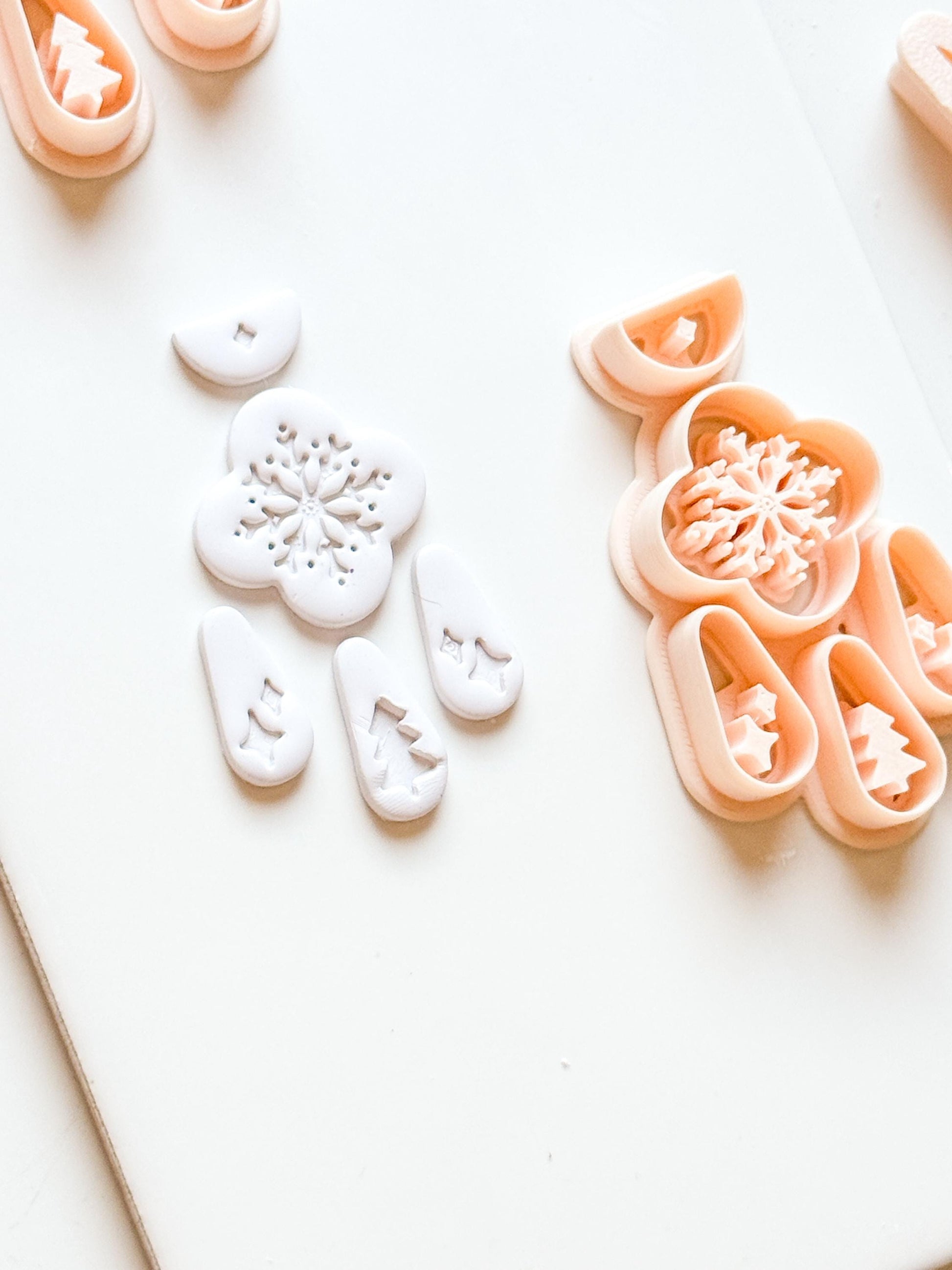 Christmas Snowflake Clay Cutter Set: Individual and Joint Holiday Polymer Clay Tools