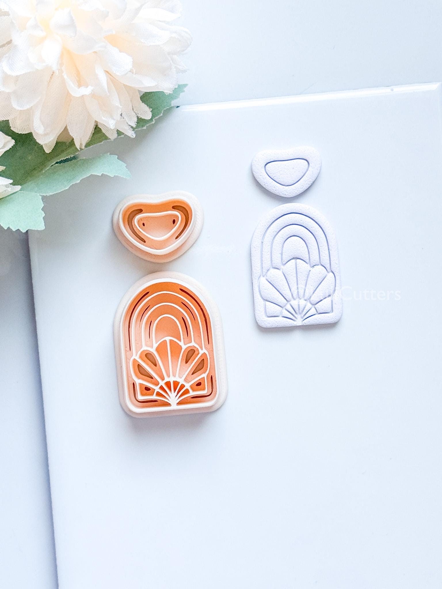 Amber Bloom Polymer Clay Cutter: Floral Arch for Earrings
