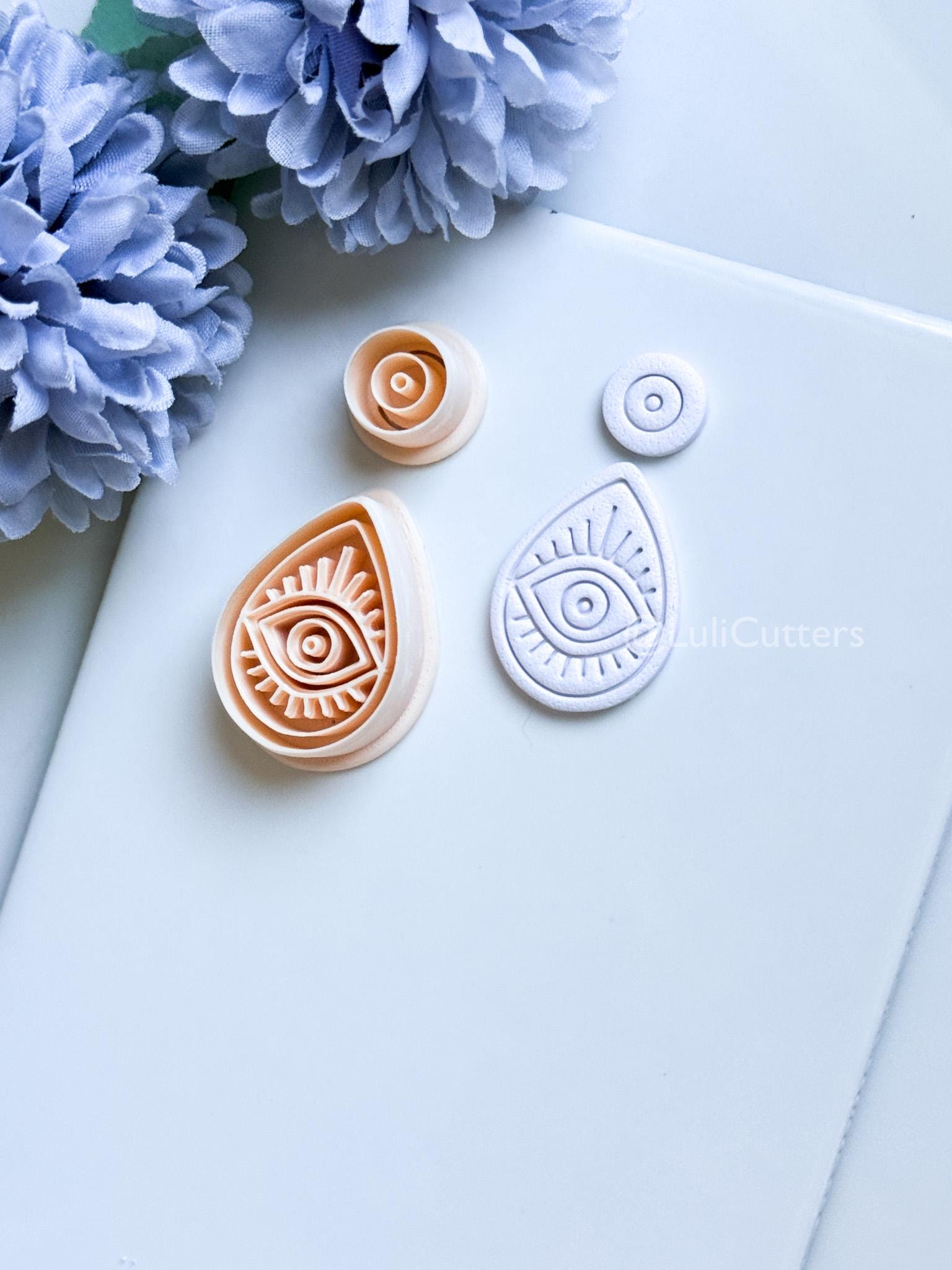 Evil Eye Drop Polymer Clay Cutter: Radiant Eye Design for Earrings